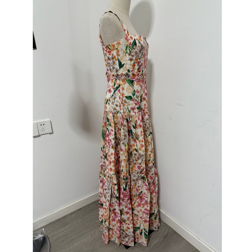Agua By Agua Bendita lima jardiniera' floral-print linen maxi dress - Picture 3 of 11
